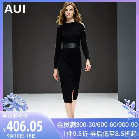 黑色针织连衣裙欧洲站女2022春装新款女装修身显瘦打底裙秋冬裙子图片