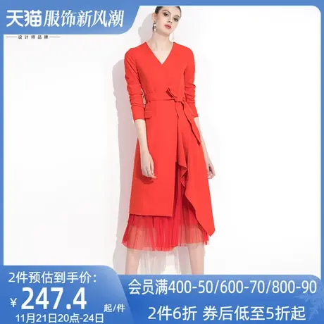 过年衣服本命年红色连衣裙女2024春装新款女装拜年裙长袖年会裙子图片