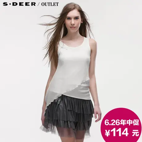 【聚】sdeer圣迪奥2014新款夏装女装雪纺弹力无袖背心上衣3280670图片