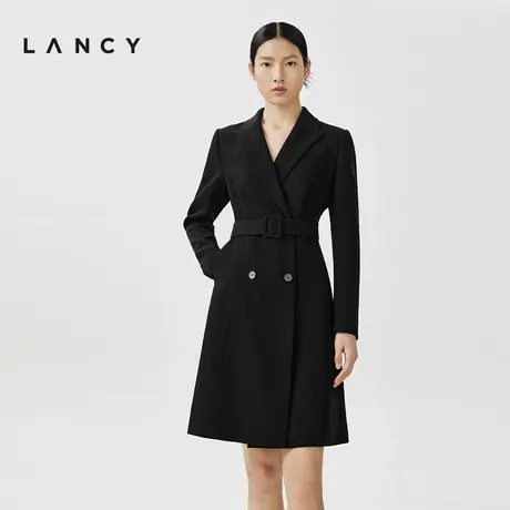 LANCY/朗姿2024春季新款高腰醋酸西装连衣裙女设计感通勤短款裙子图片