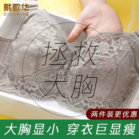 夏季薄款大胸显小胸内衣女侧收副乳防下垂大码调整型全罩杯文胸罩商品大图