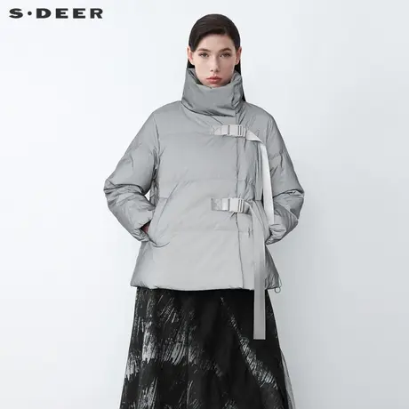 【直播间专属】sdeer圣迪奥高领飘带拼接亮面短款羽绒服S21462454图片
