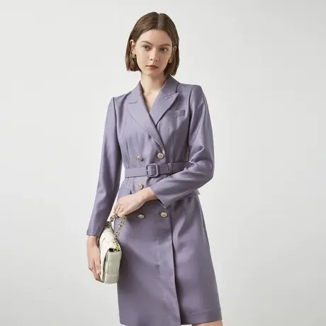 LANCY/朗姿羊绒冬季新款西装收腰连衣裙女羊毛女士高端裙子图片