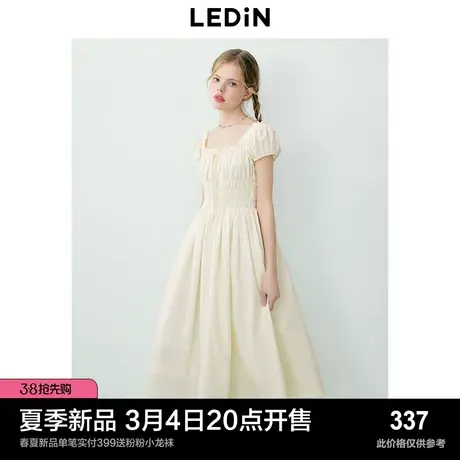 乐町优雅大圆领仙女裙24年夏季新款蝴蝶结设计气质法式长款连衣裙图片