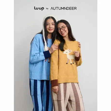 秋鹿Luup | 社交多姿 家居服女套装雪尼尔半边绒秋冬保暖休闲睡衣图片