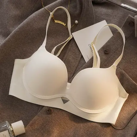 胸罩牌子正品品牌裸色无痕隐形小胸聚拢收副乳光面简约文胸内衣女图片