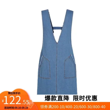 【艾格】2023春季新款背带连衣裙女牛仔直筒宽松裙子官方旗舰店图片