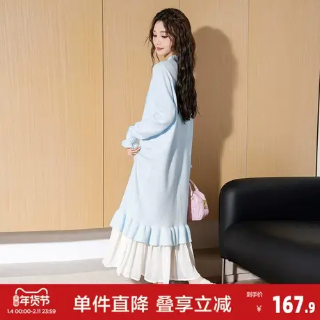 唐狮冬季连衣裙女2025秋冬新款冬天内搭打底裙中长款针织毛衣裙X2图片