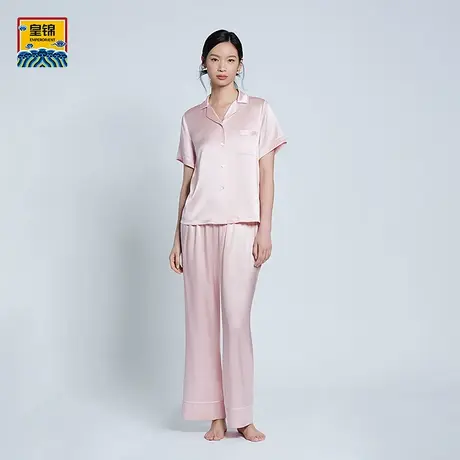 爱慕皇锦睡衣女春夏真丝短袖长裤家居服分身套装HJ21485图片