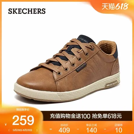 Skechers斯凯奇夏季男鞋复古商务鞋舒适轻质运动休闲皮鞋平底板鞋图片