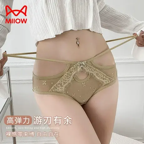 猫人内裤女士性感低腰纯棉裆少女生三角短裤夏季薄款透气纯欲蕾丝图片