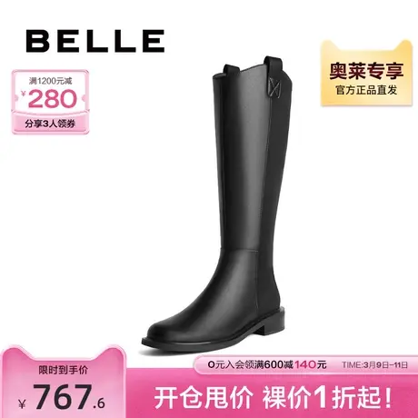 百丽甜酷骑士靴女靴冬季新款靴子商场质感长筒靴3QF75DG3图片