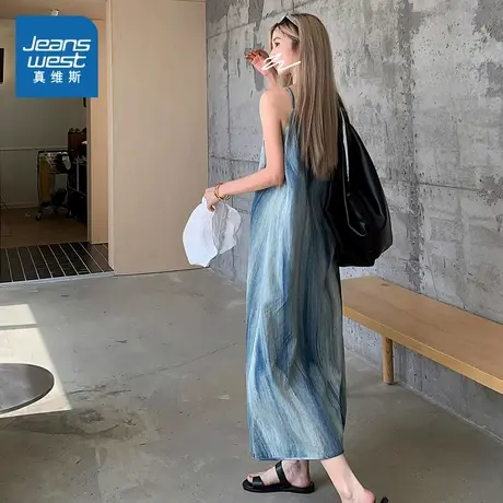 LE真维斯女装2025夏季新款气质优雅裙子百搭休闲女士吊带连衣裙图片