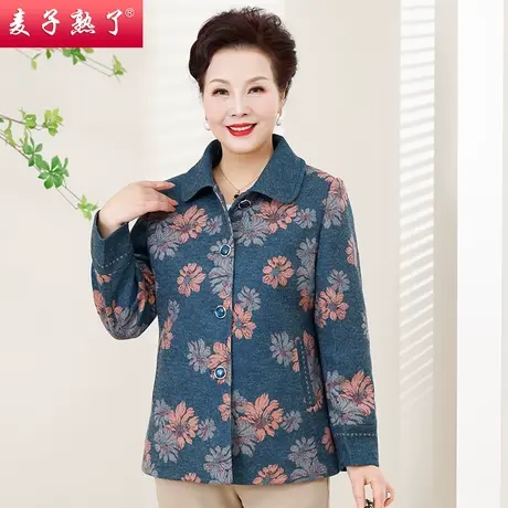 2024春季新款小个子奶奶装毛呢外套气质中老年人女妈妈装秋上衣服图片