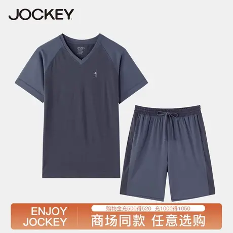 Jockey男士家居服套装莫代尔睡衣圆领简约可外穿T恤五分裤居家服商品大图