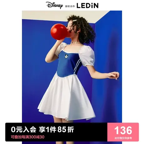 【迪士尼联名】乐町米奇复古连衣裙2023夏季新款多巴胺收腰公主裙图片