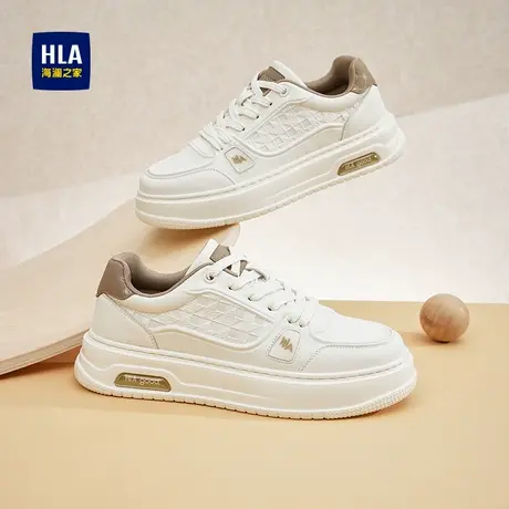 HLA/海澜之家男鞋新款秋季时尚潮流拼接厚底板鞋百搭耐磨增高运动图片