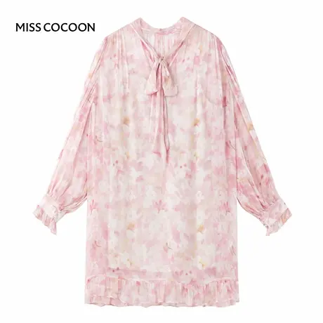 【七七酱直播间】MISSCOCOON粉色系带碎花连衣裙度假欧若风裙子图片