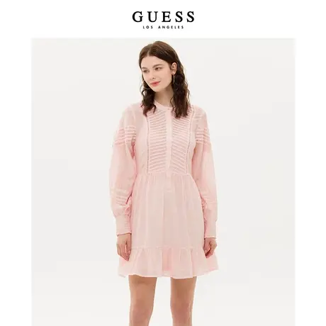 【38上新季】GUESS女法式立领刺绣显瘦收腰含桑蚕丝连衣裙图片