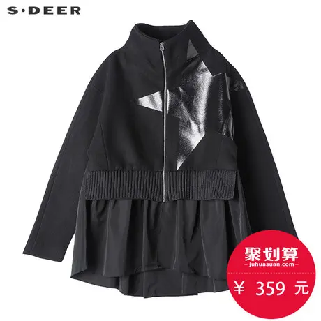 sdeer圣迪奥女装街头感五角短款拼接外套S16481704图片