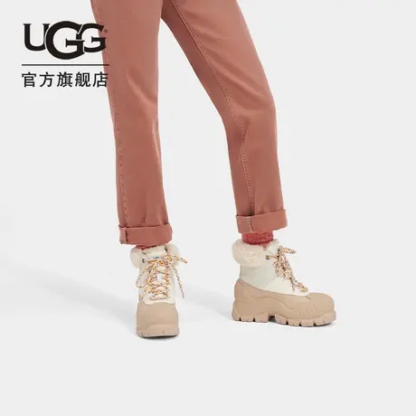 UGG冬季女士休闲拼色短靴舒适圆头厚底系带防滑时尚徒步靴1134330商品大图