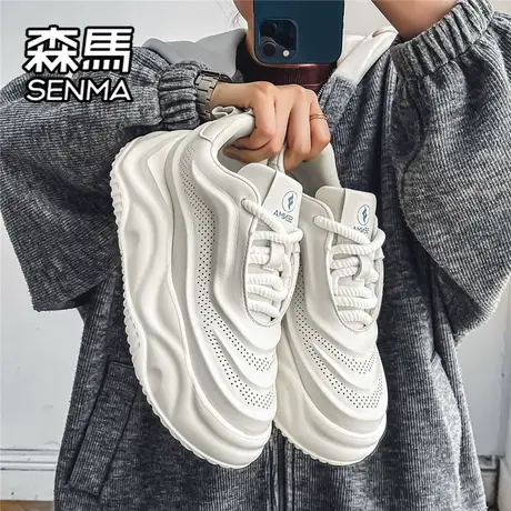 森马面包男鞋春秋季百搭休闲白色板鞋学生运动厚底增高小白老爹鞋图片