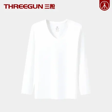 三枪120S高支男士V领超薄款秋衣单件保暖上衣青年长绒棉打底内衣图片