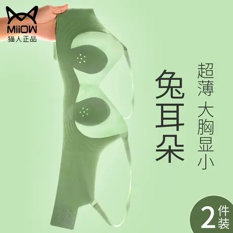 兔耳朵内衣女超薄款蕾丝大胸显小聚拢无痕收副乳无钢圈文胸罩夏季商品大图