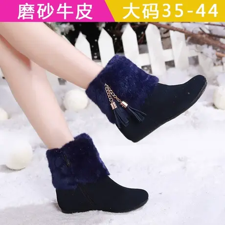 真皮平底大码雪地靴女41 43冬季磨砂流苏女靴44加绒短靴棉鞋2023商品大图