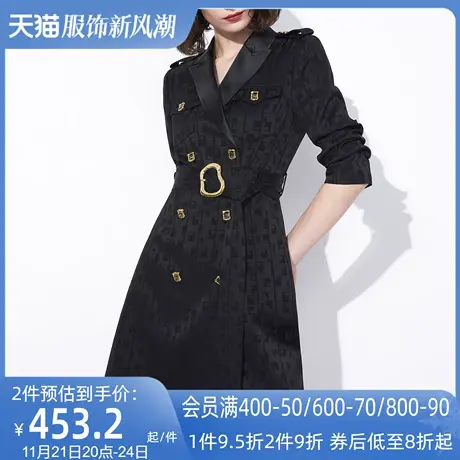 AUI黑色御姐气质职业西装连衣裙女2023秋季新款高级感收腰西服裙图片