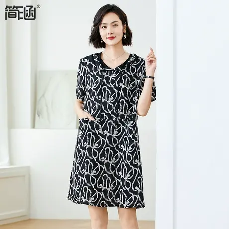 【天丝凉感】大码女装夏装简涵高端轻奢妈妈夏季加肥显瘦连衣裙图片