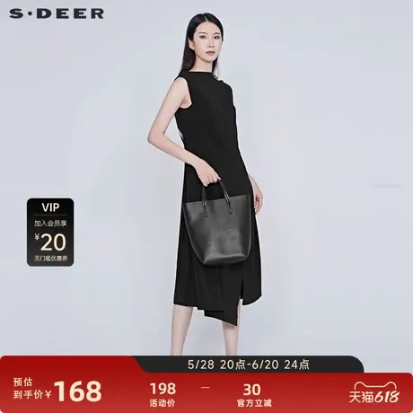 sdeer圣迪奥女装不规则印花无袖连衣裙S20281268图片
