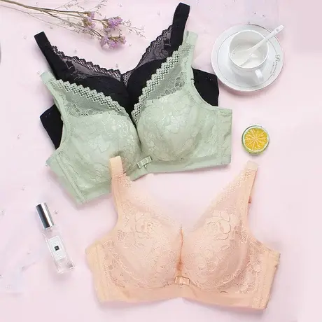 雪妮芳无钢圈文胸聚拢厚薄款ABC杯胸罩性感上托收副乳内衣女61910商品大图